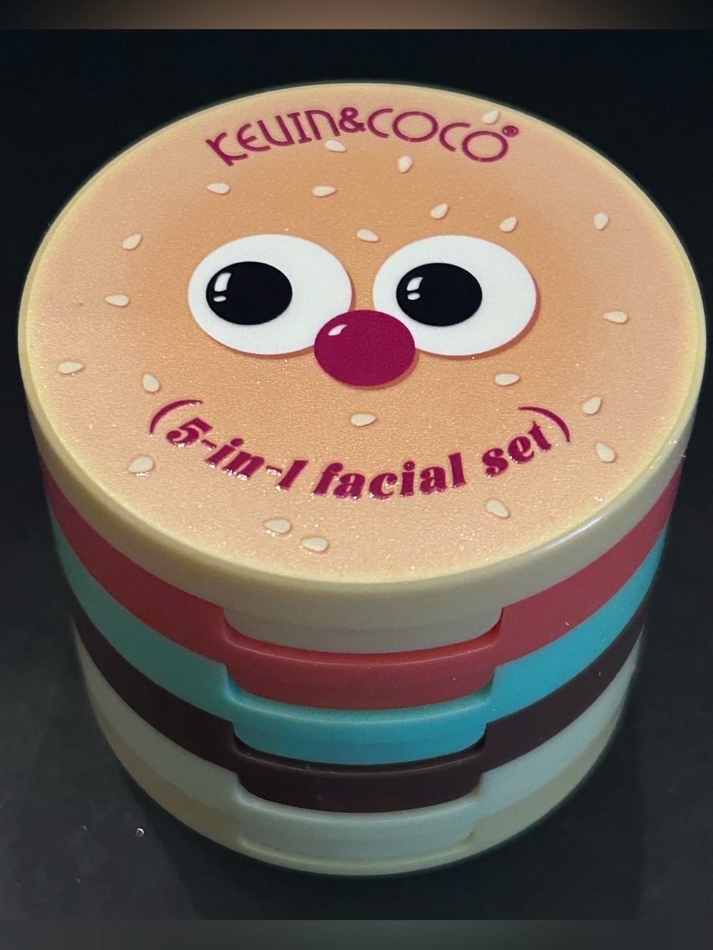 Kevin & Coco 5-in-1 Facial Makeup Set in a Fun & Cute Hamburger 🍔 Case Brand New